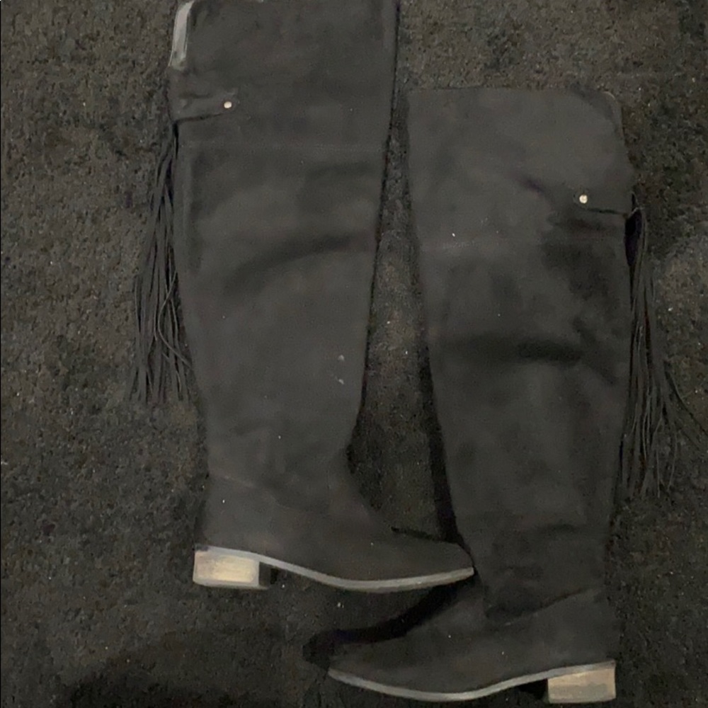 Black Suede Riding Over the Knee Boots